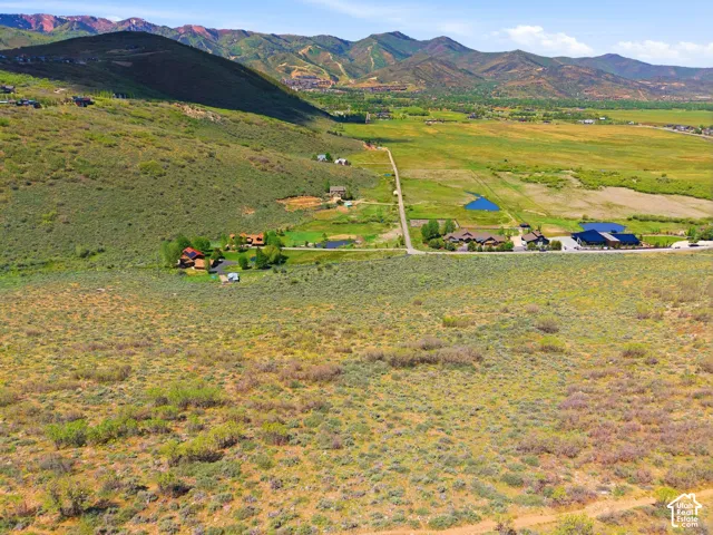 Expansive undeveloped lot featuring natural vegetation, a distant mountain range, and a clear sky