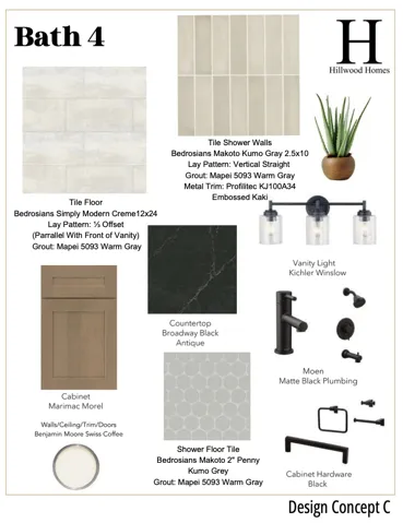 Design Concept C. Detailing material and fixture specifications for the property's fourth bathroom