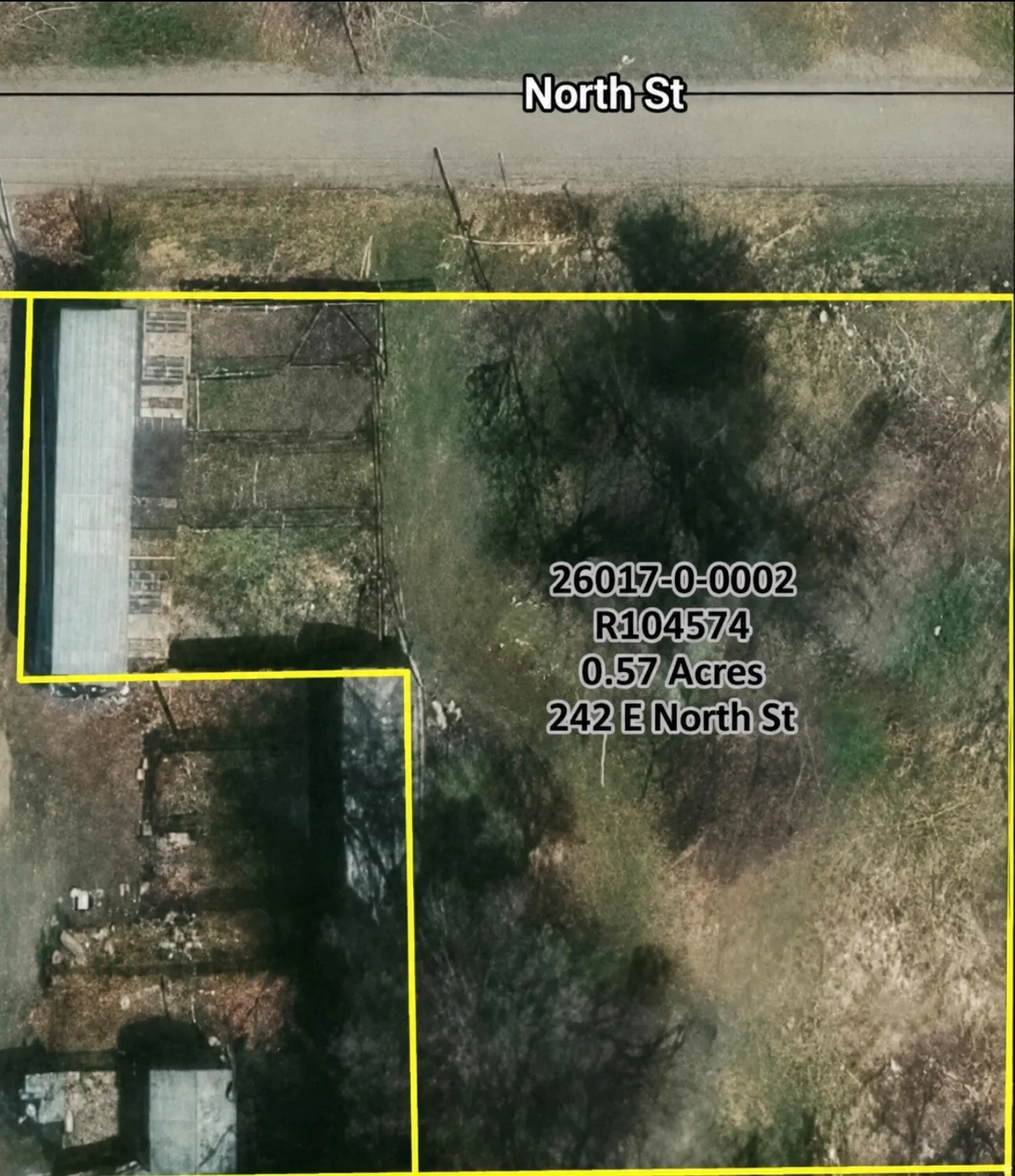 Property Aerial Map. Displaying the property's boundaries and identifying details
