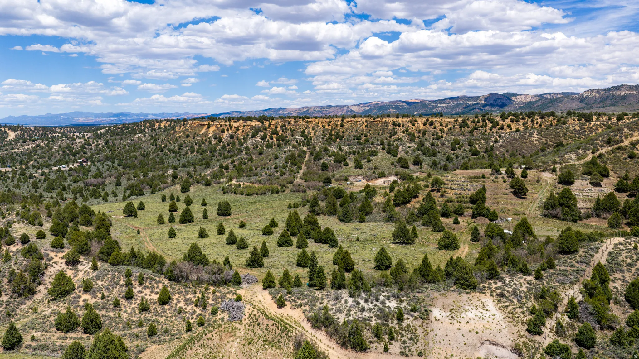 Expansive acreage featuring natural landscape with scattered trees, rolling hills, and distant mountain ranges