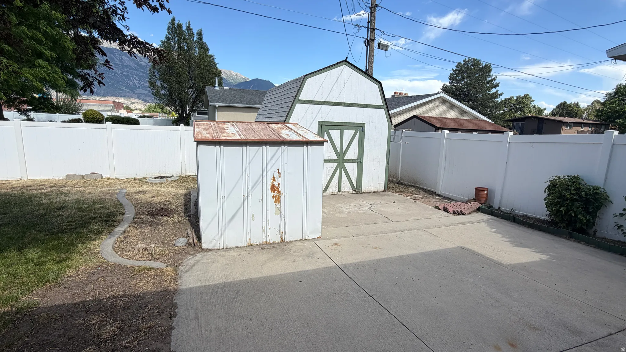 Backyard Storage sheds and Patio