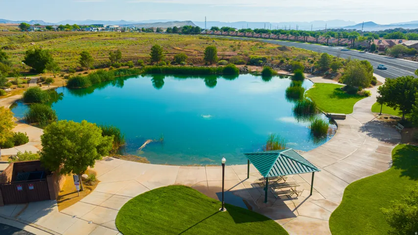 Fishing park with covered sitting area