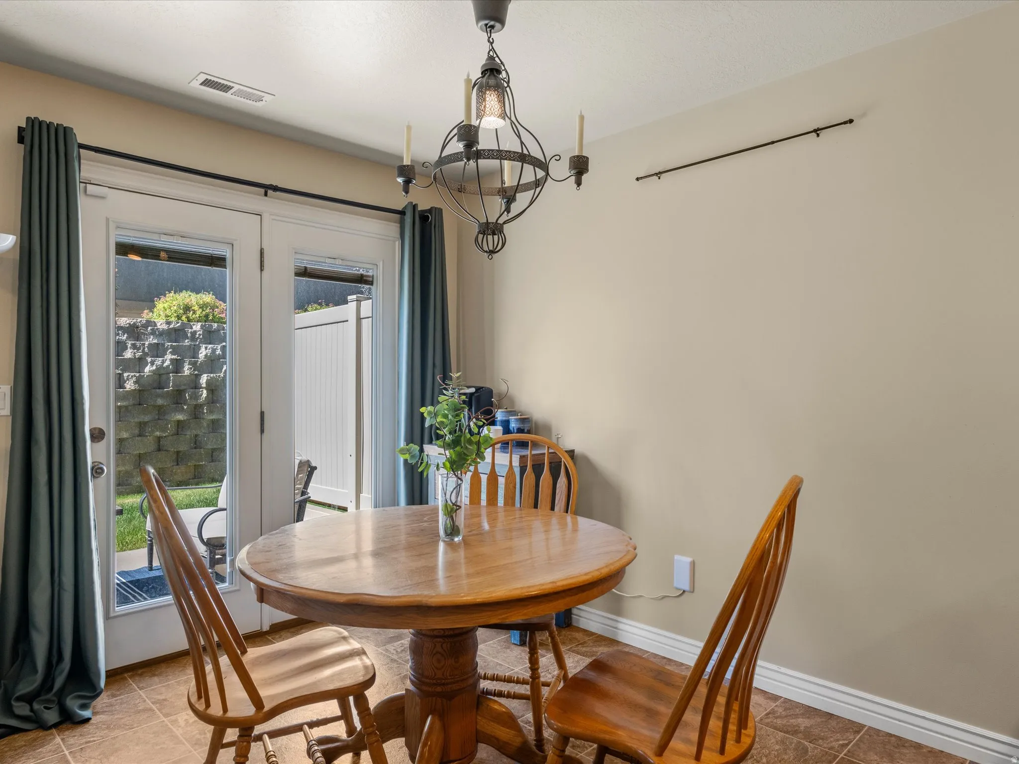 Outdoor access via double glass doors