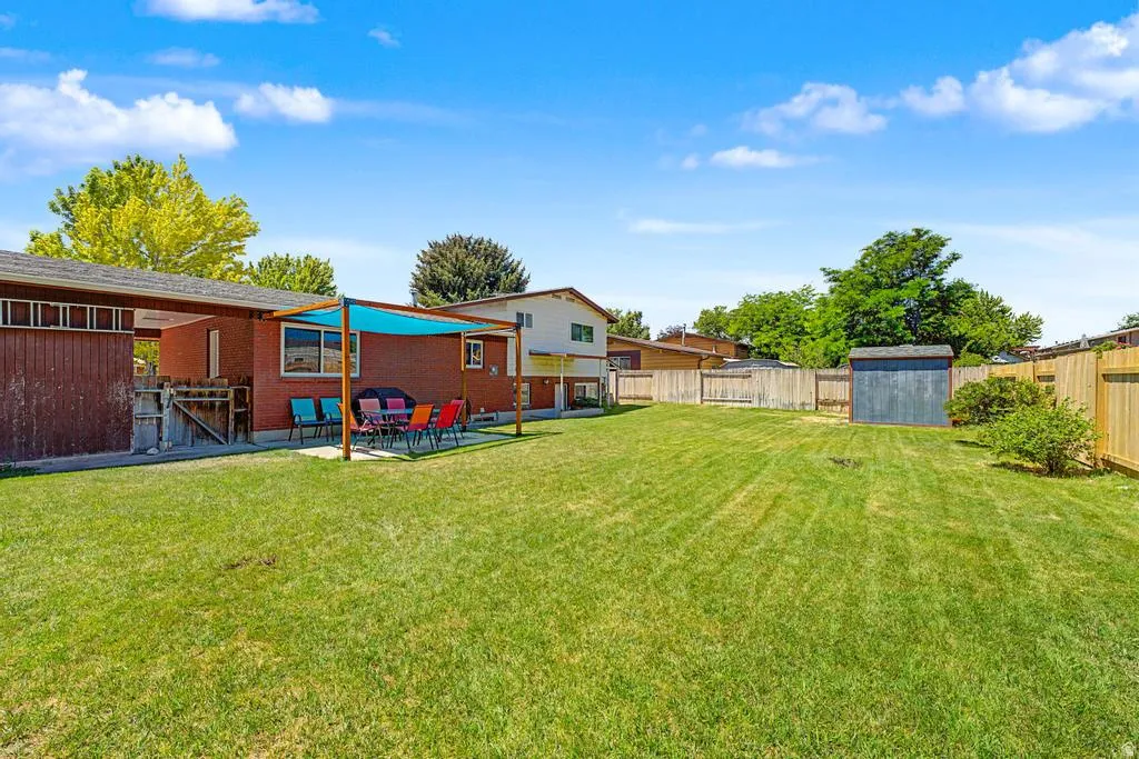 Yard with covered patio