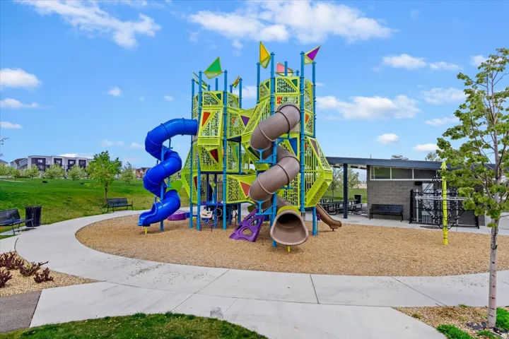 Highland Park, one of Daybreak's many neighborhood parks featuring modern playgrounds and open gathering spaces.