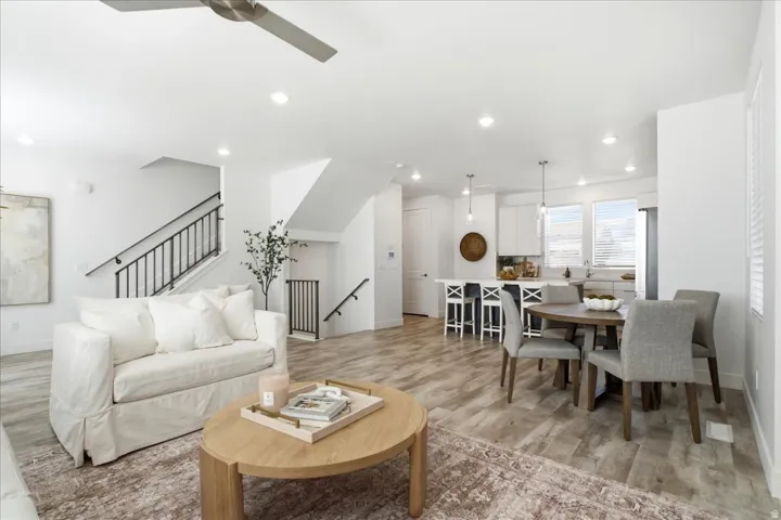 Bright dining area overlooking the great room with an open layout ideal for entertaining.