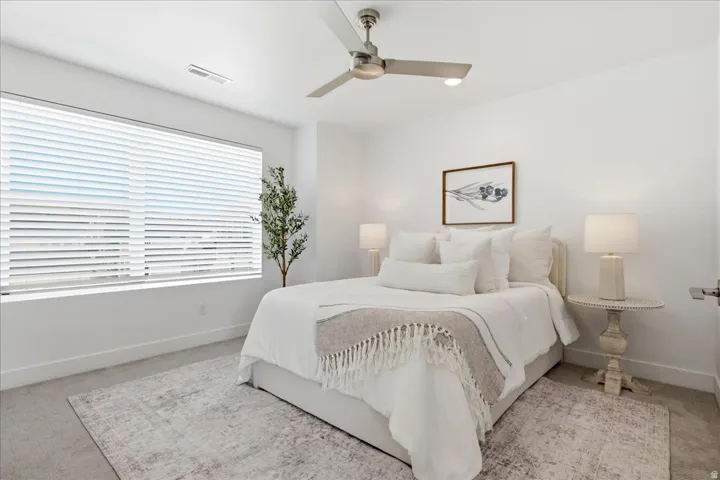 Primary suite featuring expansive windows, abundant natural light, and a walk-in closet.