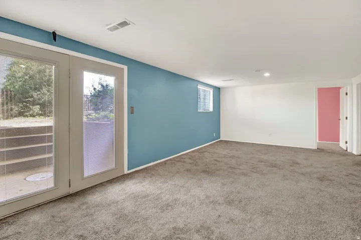 Basement living space with walk-out
