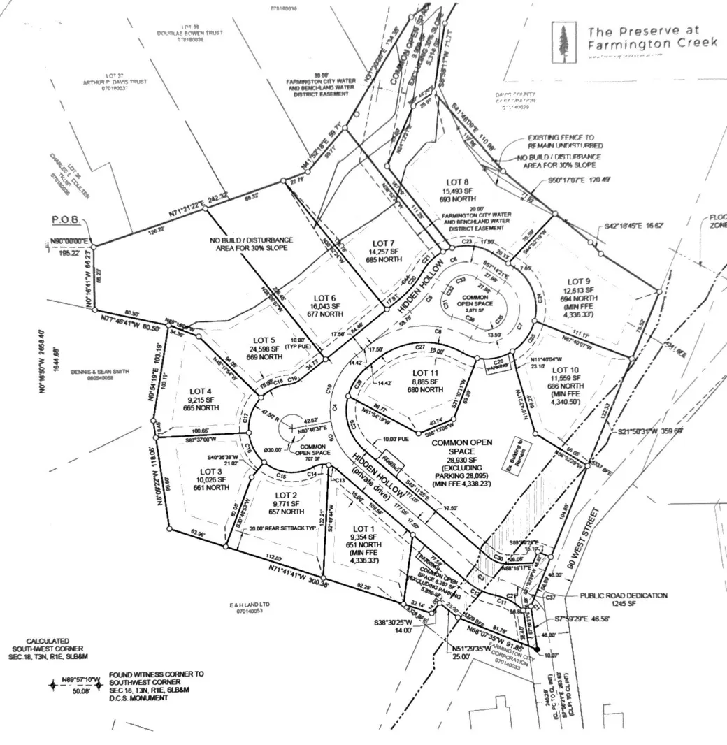 Subdivision Plat Map. Delineating property boundaries, lot dimensions, and designated common areas within the development