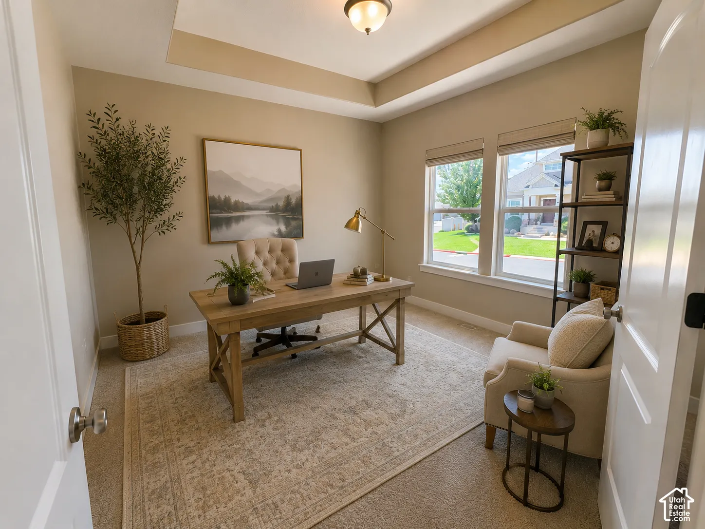 Front office room or formal living room. AI staged