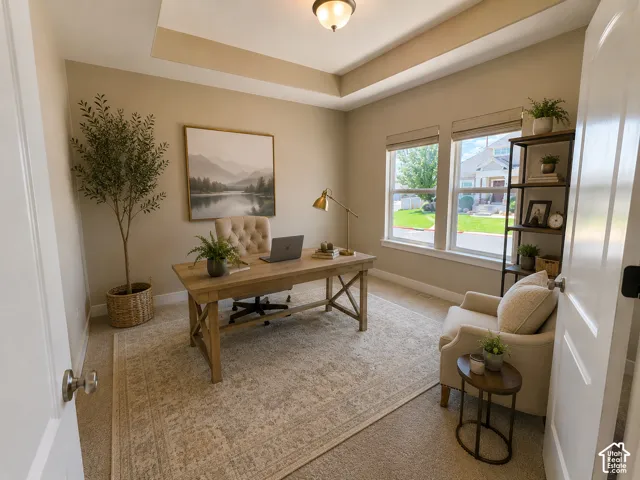 Front office room or formal living room. AI staged