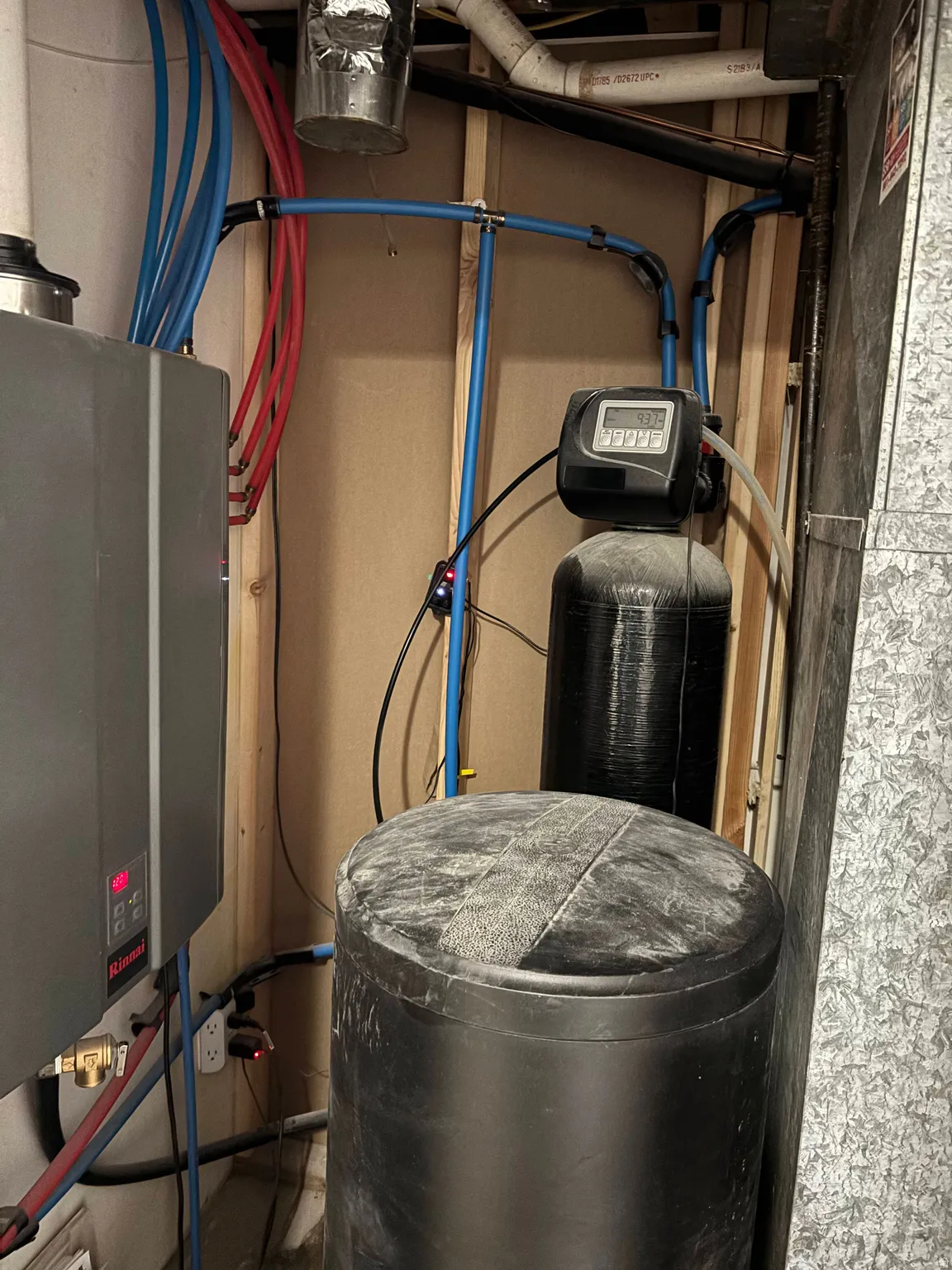 Tankless water heater, and a water softener.