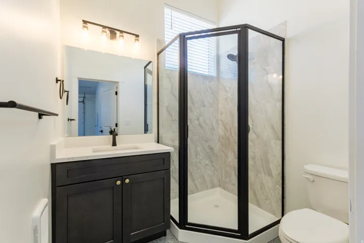 Bathroom on garage/pickleball court level