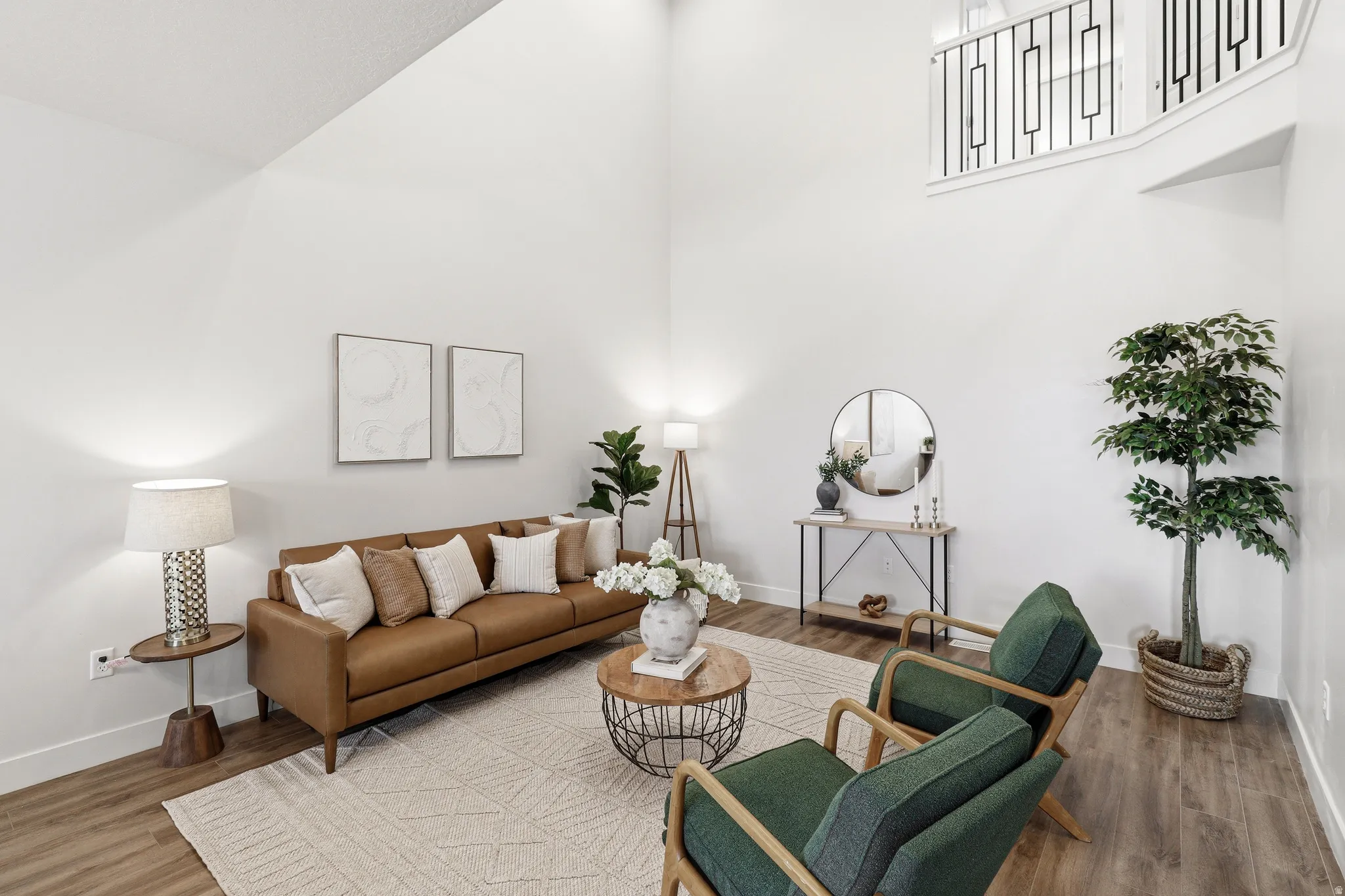 Two-story living area with high vaulted ceilings