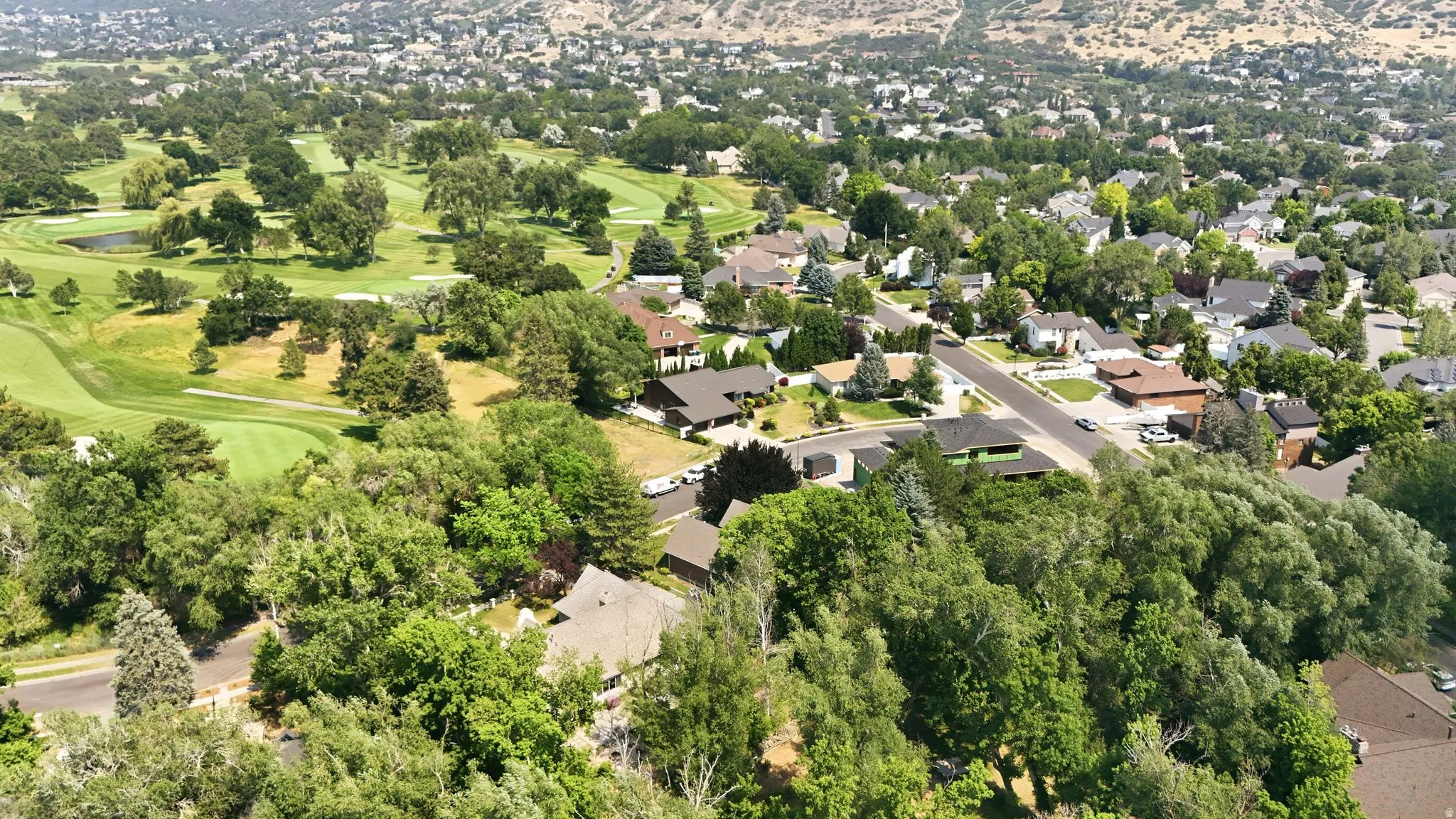 Expansive aerial perspective showcasing a residential area