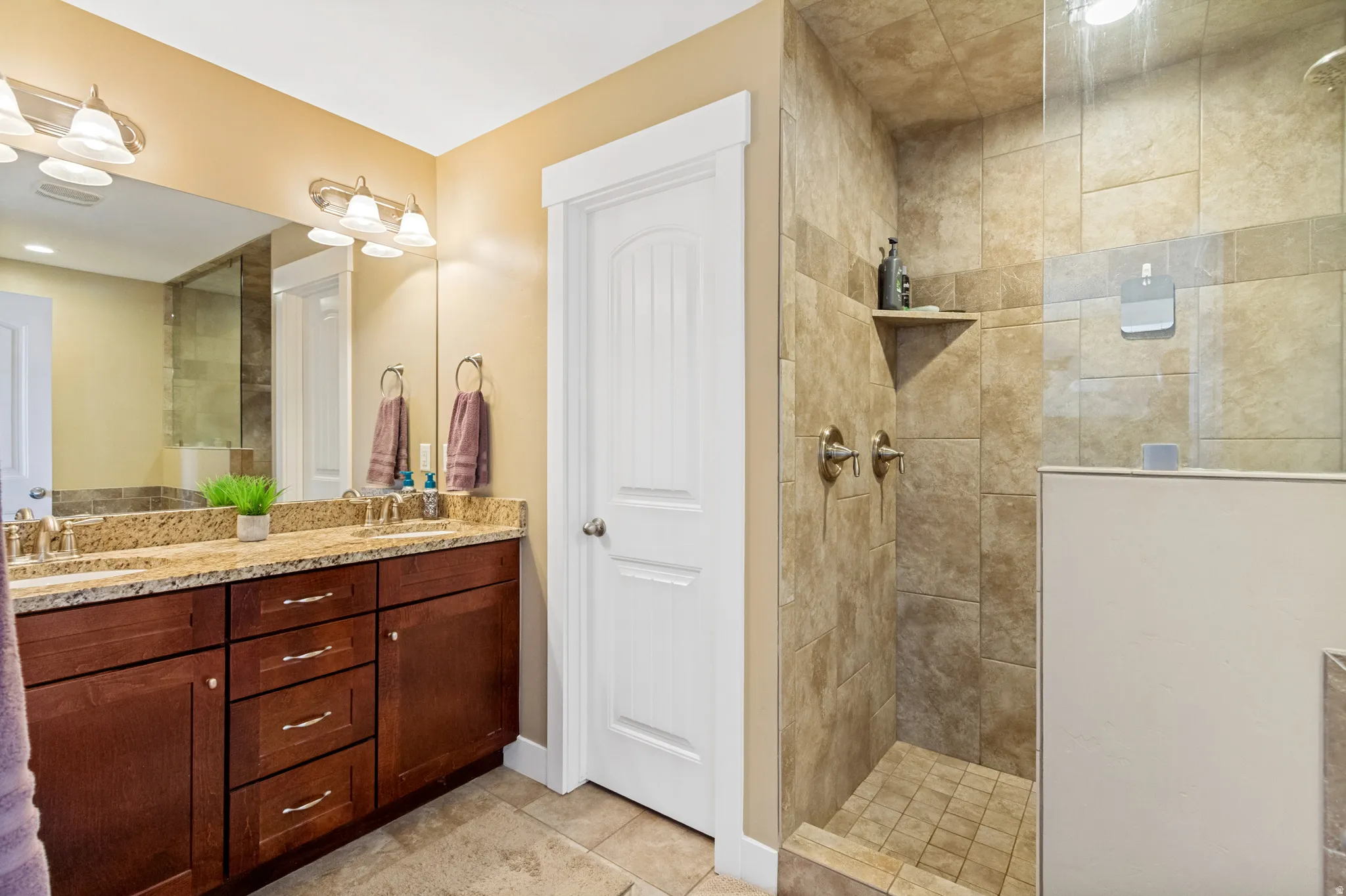 Private toilet room with fan
