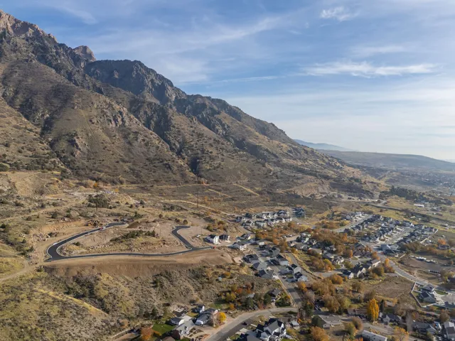 Mountainous terrain featuring a partially developed residential area