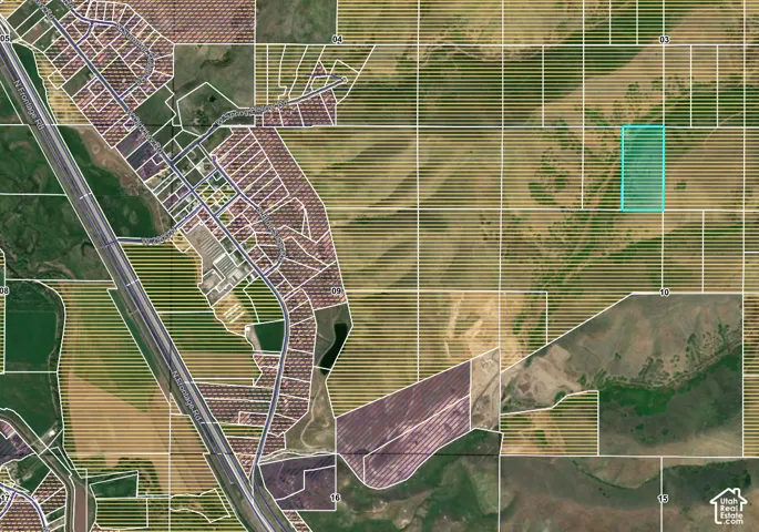 Plat Map. Illustrating property boundaries and an identified parcel within a larger land area