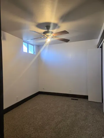 Carpeted flooring with dark trim