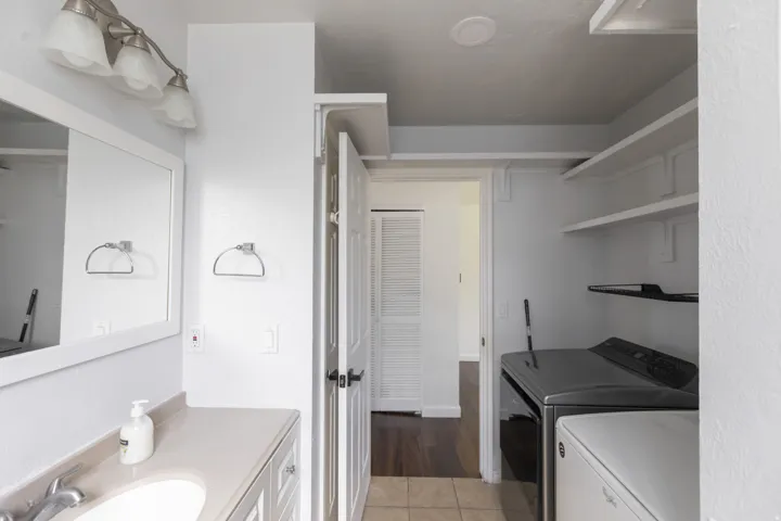 Bathroom with an integrated laundry area