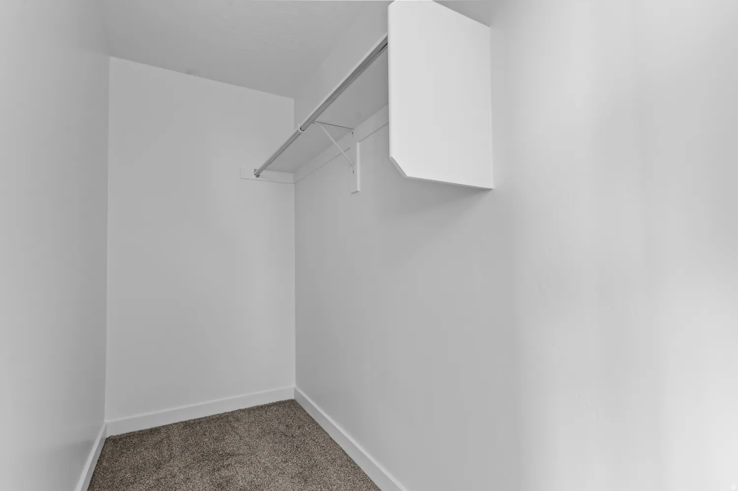 Neutral-toned carpeting with white baseboards