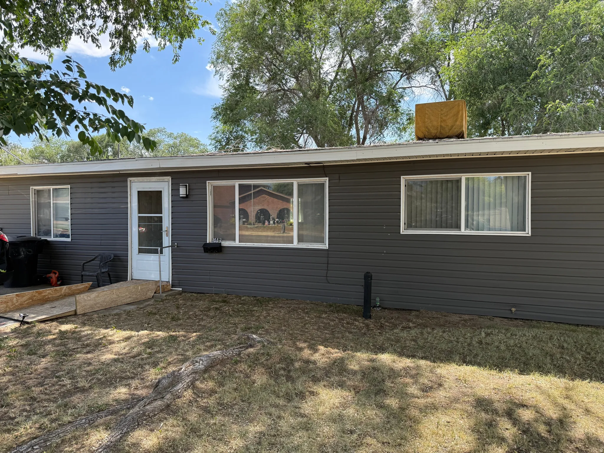 Exterior facade with horizontal siding