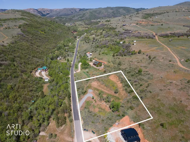 Expansive developable lot with a partial paved driveway and surrounding natural landscaping