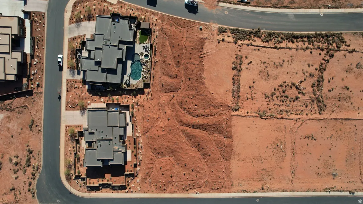 Aerial perspective showcasing both parcels included in the listing.