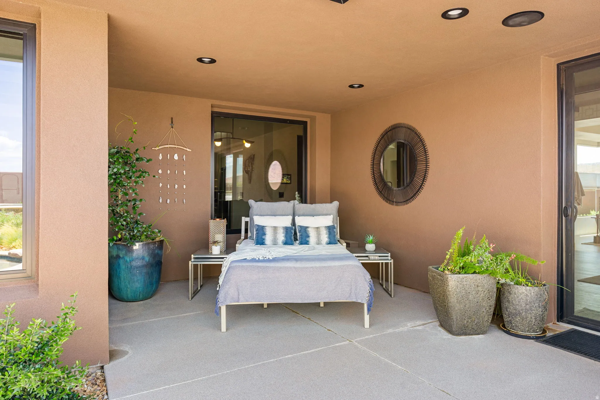 Covered patio featuring cool shade relaxing area