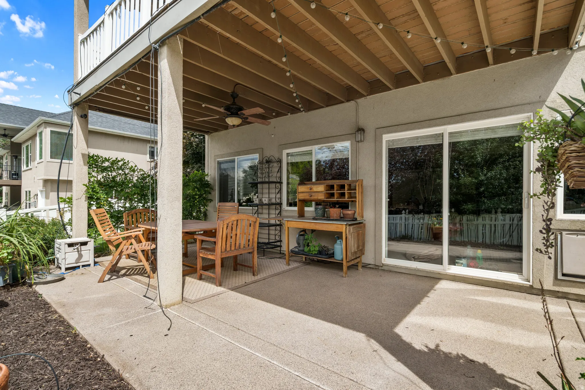 Covered patio with epoxy  floor finished