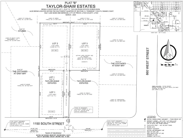 Plat Map. Illustrating the subdivision of lots within the property