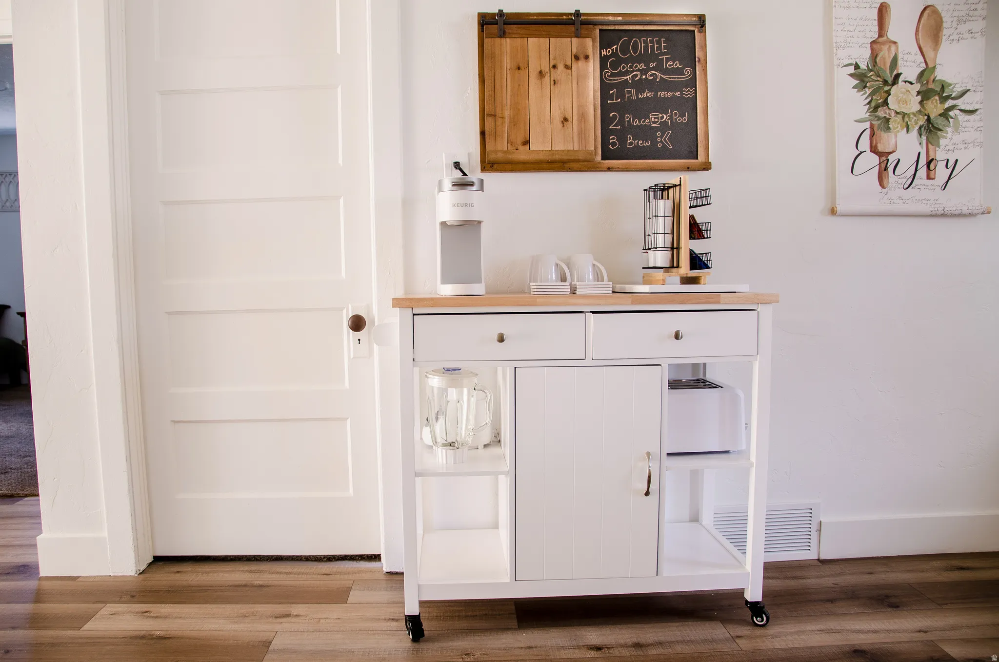 Wood-finish flooring throughout