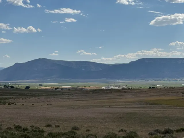 Expansive undeveloped land featuring diverse natural vegetation and distant mountain ranges