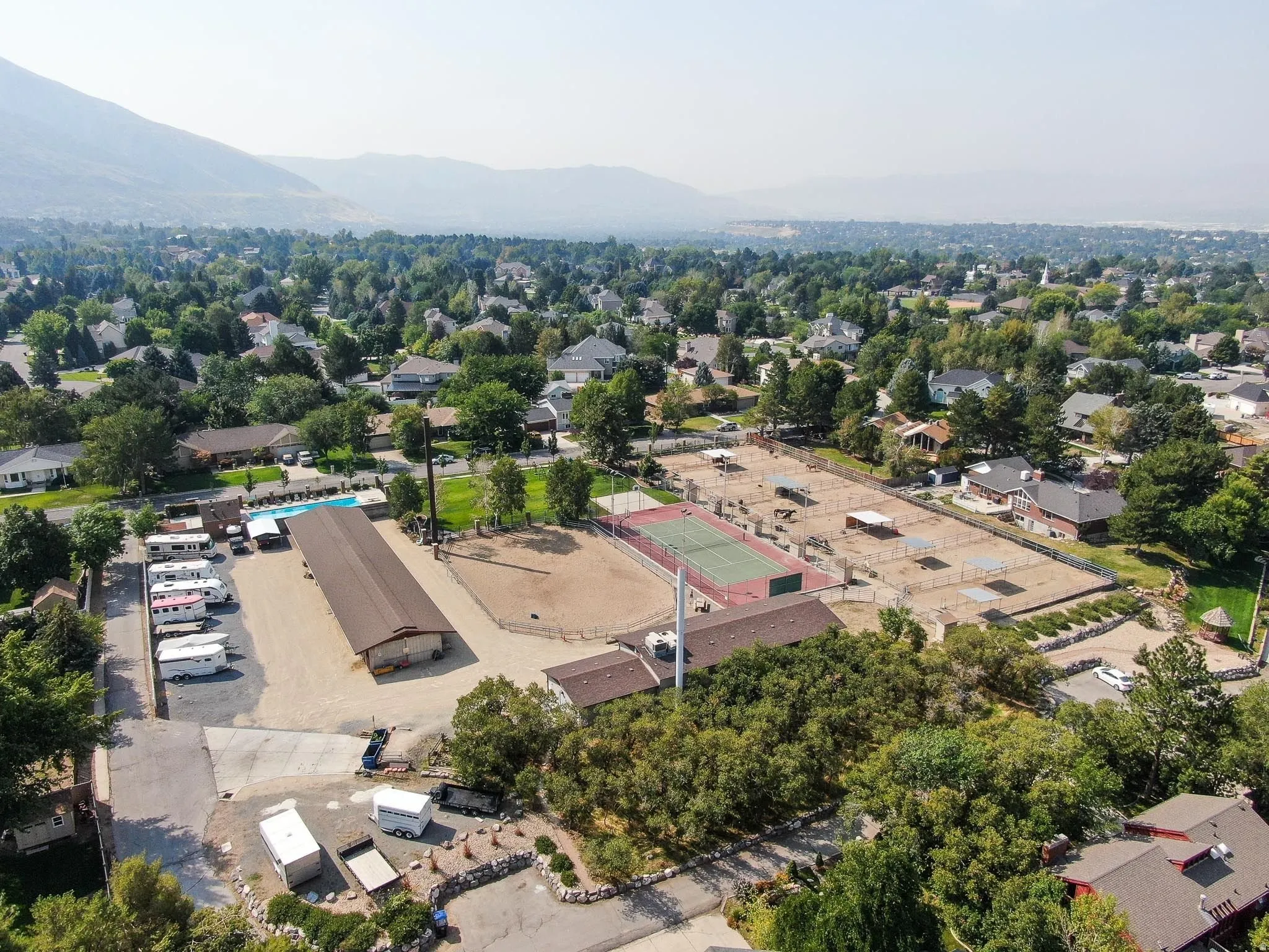Aerial property perspective highlighting extensive grounds