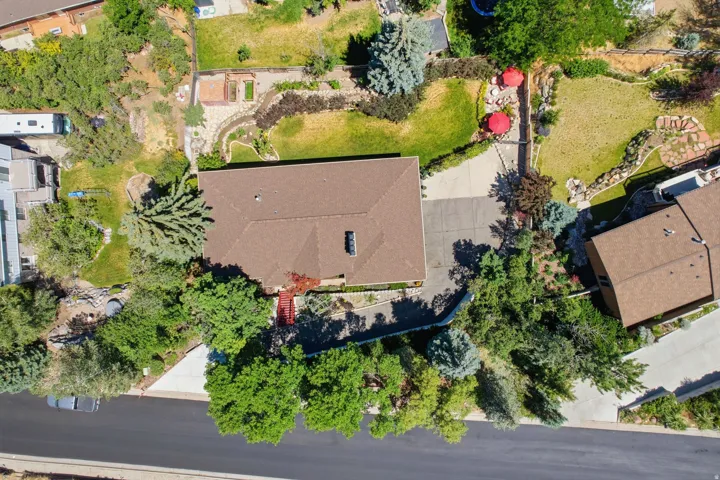 Aerial perspective showcasing the property's expansive grounds