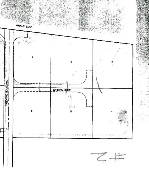 Survey Map. Indicating the division and layout of the property with numbered parcels