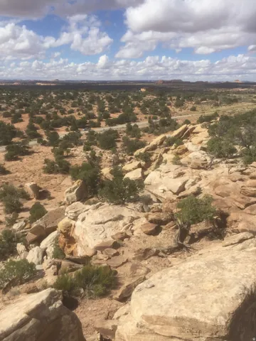 Aerial view of sparsely populated area with a desert landscape