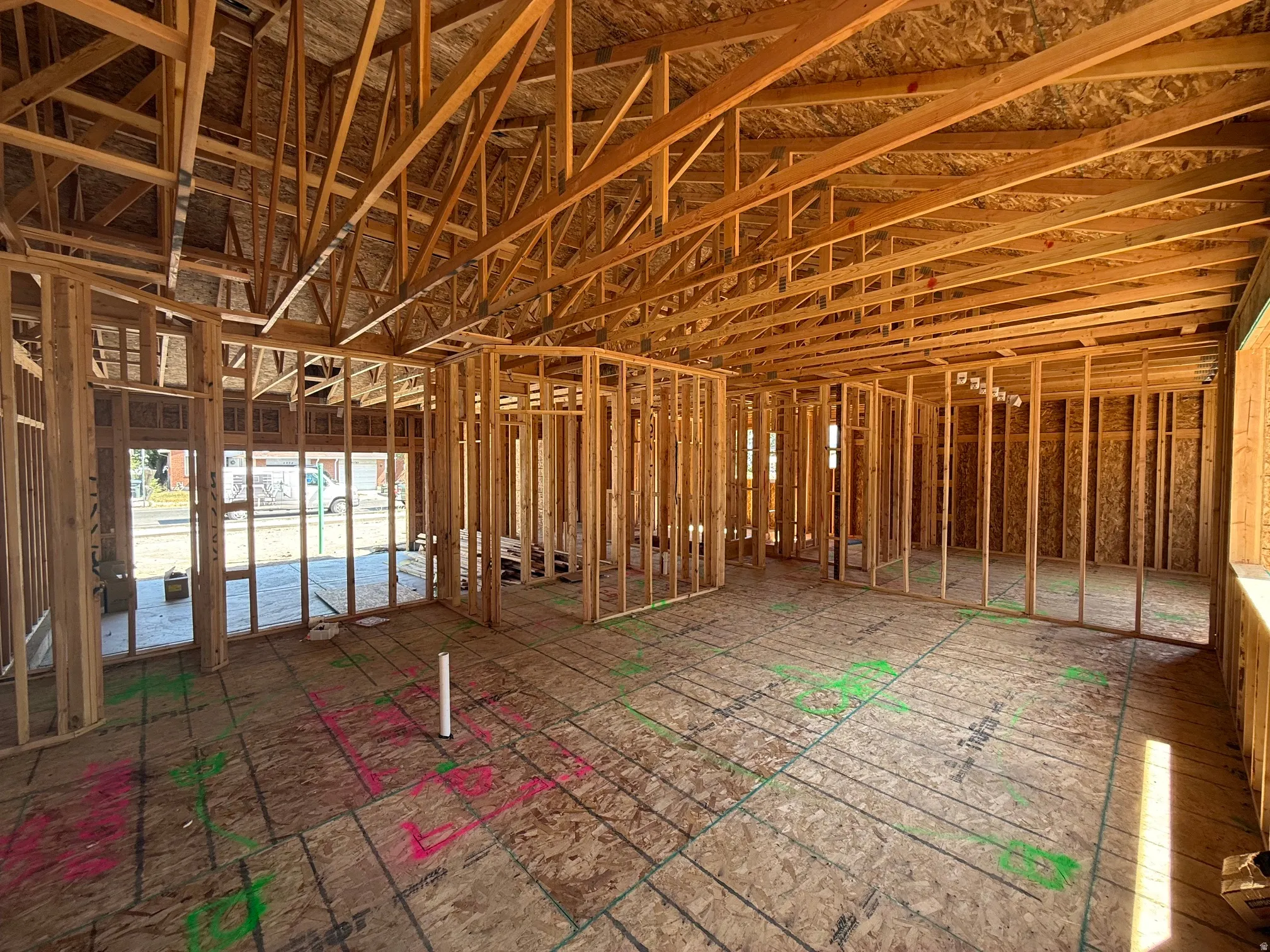 Interior framing showcasing new construction