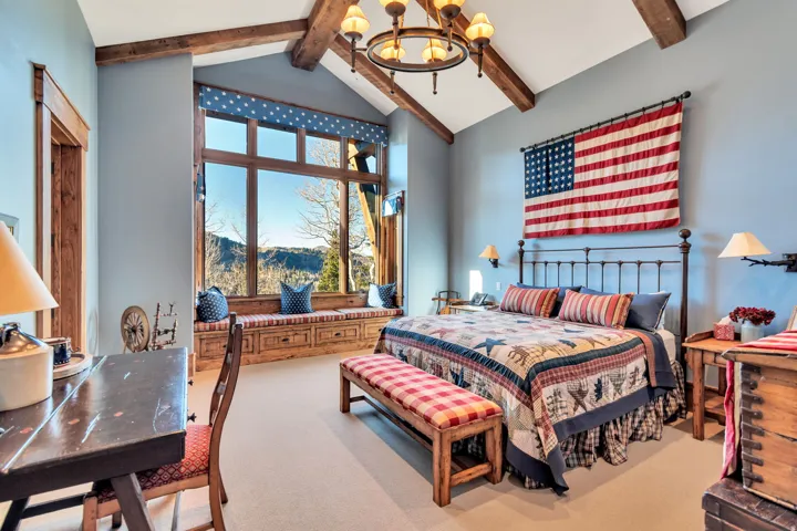 Vaulted ceilings with exposed wood beams