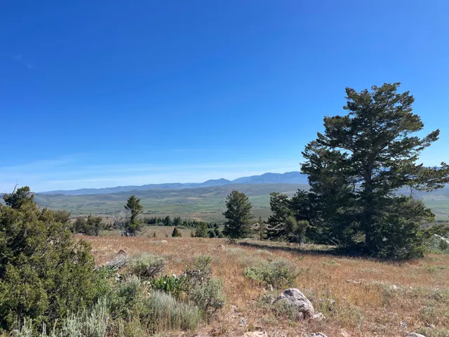 Expansive landscape featuring distant mountains and a vast, open sky