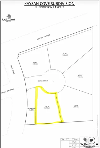 Subdivision Layout. Illustrating the KAYSAN COVE SUBDIVISION, including lot delineations and adjacent roadways
