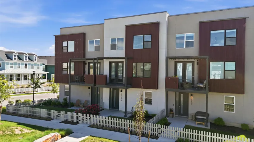 Modern townhome exterior featuring contemporary architectural design elements