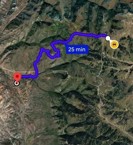 Route Map. Illustrating a travel path between two points with an estimated duration