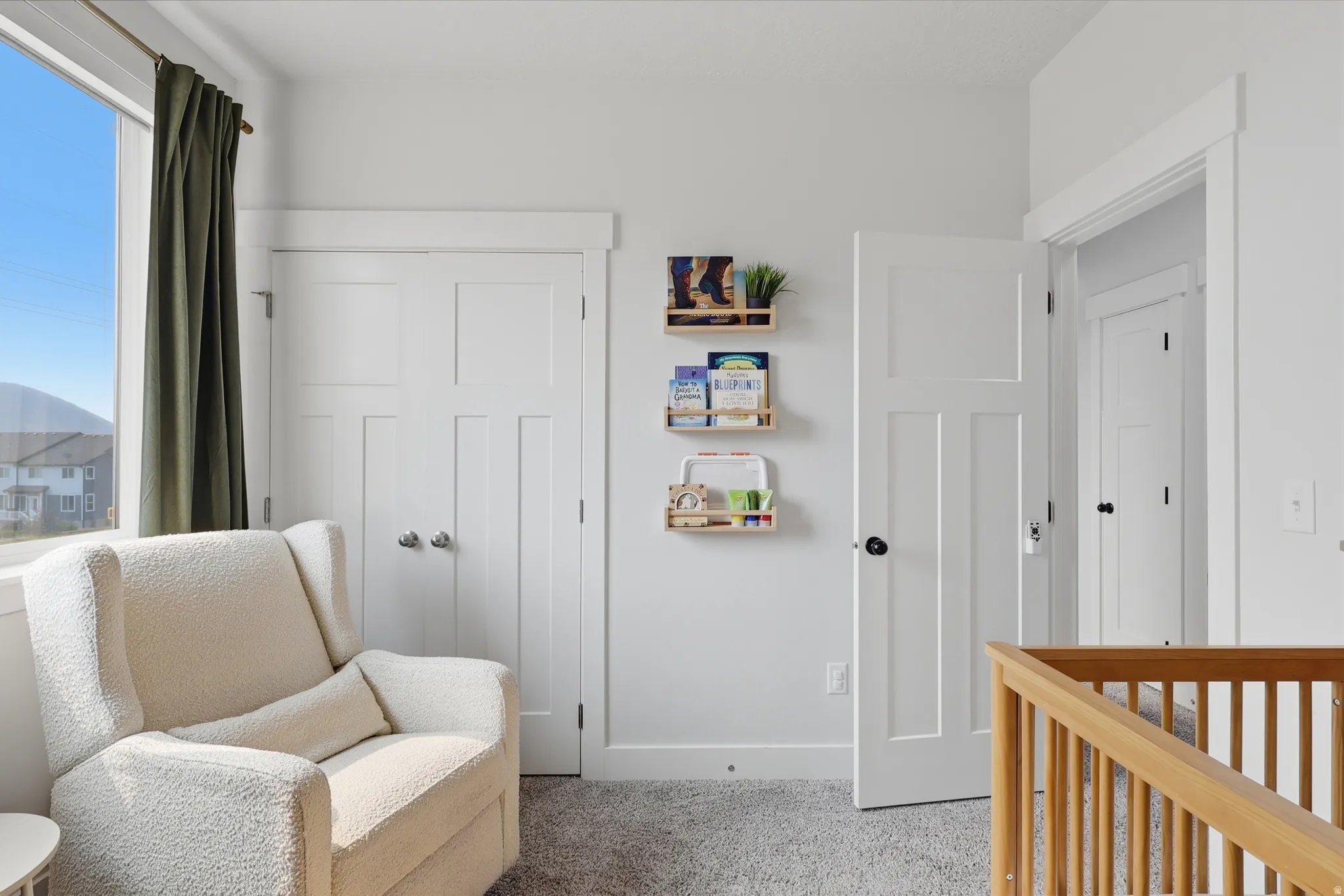 White interior walls with white trim throughout