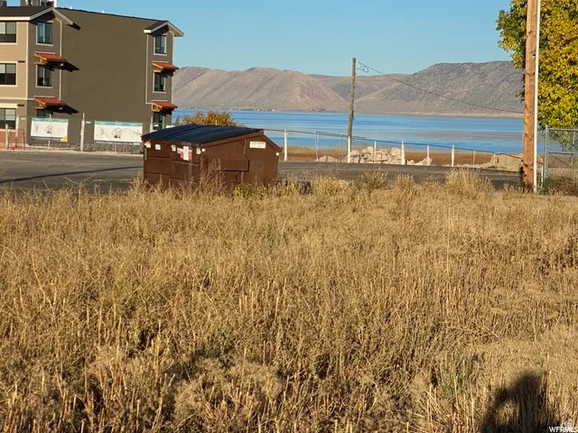 Expansive undeveloped land with distant water and mountain scenery