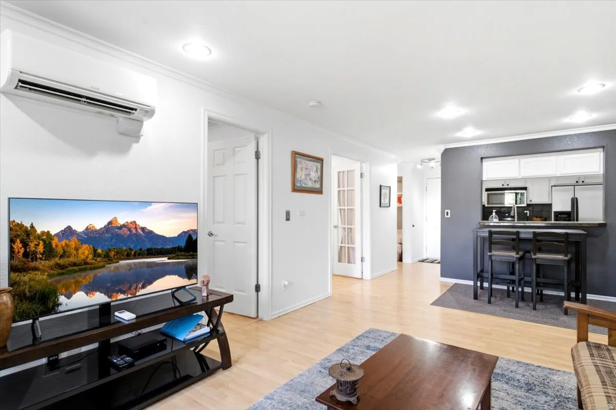 Note the 'split' heater/ac unit operated by remote control.