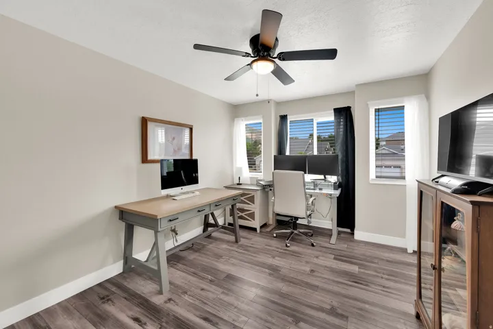 Neutral-toned room with upgraded flooring