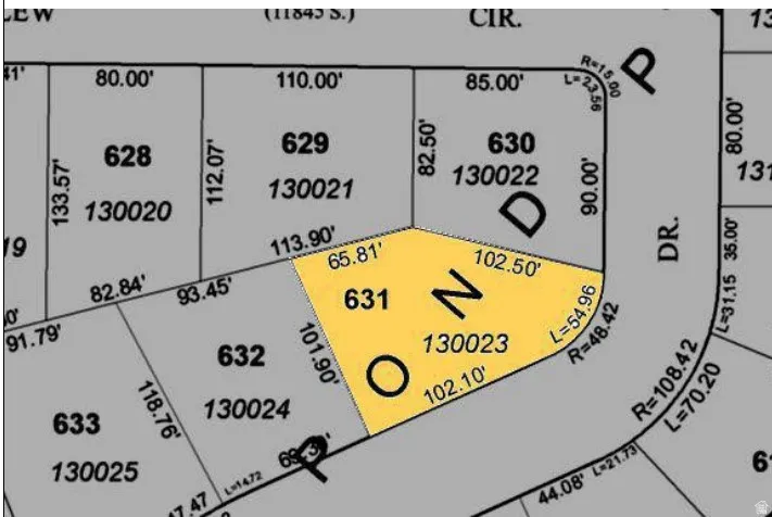 Plat Map. Illustrating lot dimensions and numbering for the property