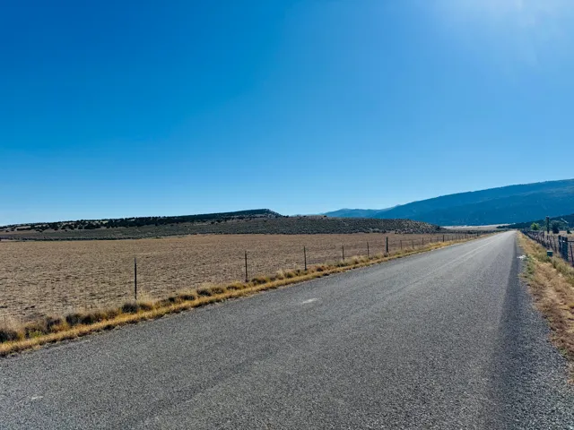 Expansive paved road bordered by a wire fence and natural vegetation