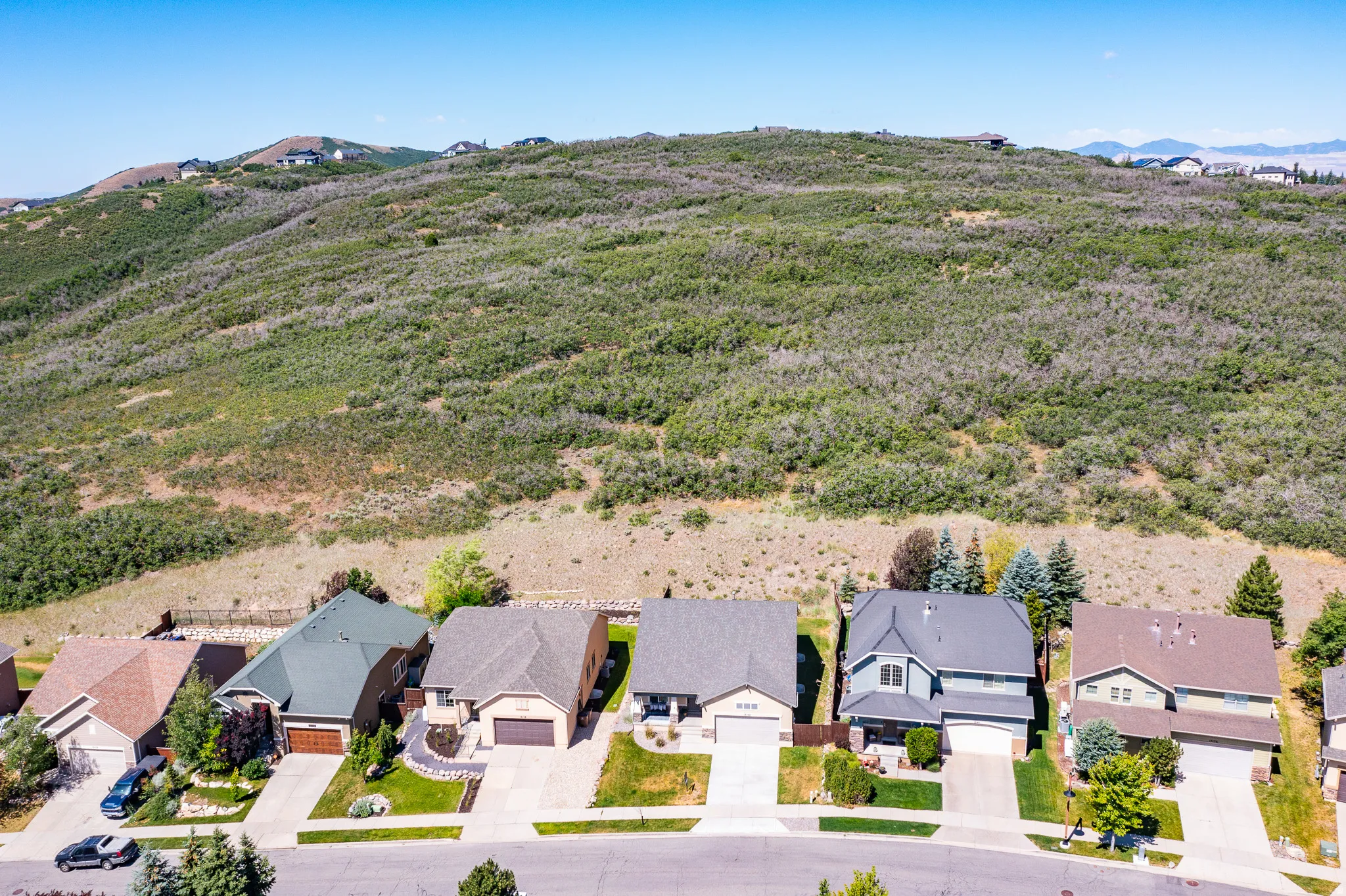 Expansive natural hillside terrain bordering residential properties